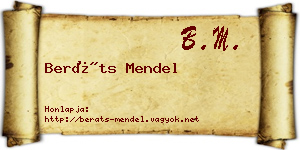 Beráts Mendel névjegykártya